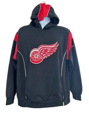 Reebok NHL Detroit Red Wings Black & Red Pullover Hoodie size M